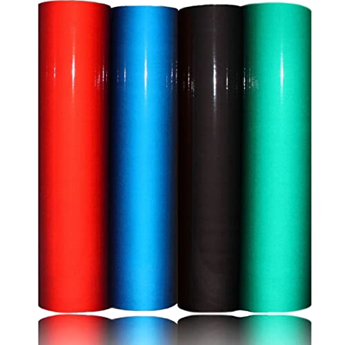 Reflective Vinyl Permanent Adhesive, 12x12 Reflective Vinyl Sheets Tape for Cricut, Cars, Bikes, Signs, Helmet Stickers, Address Numbers by Turner Moore Edition (Red, Blue, Green, Black, 4 Pack) - color: Red, Blue, Green, Black