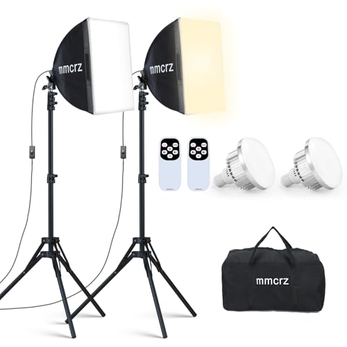 2Pack Professional Softbox Lighting Kit, 16'' x 16'' Studio Lights with 85W 2700-6500K E27 LED Bulbs, Continuous Lighting for Photography/Video Recording/Live Streaming - color: 16"x16"