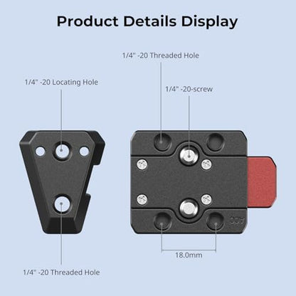 SmallRig V Mount Battery Plate, Quick Release Plate with 1/4"-20 Holes | Mini V-Lock Mount Plate Kit, Lightweight for Smallrig V-Mount Battery VB99 SE / VB50 / VB99 / X99, Monitors, Magic Arms - style: 1/4"-20 Hole