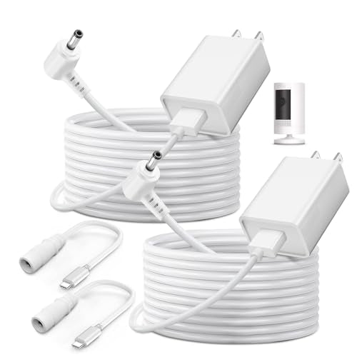 2-Pack Ring Stick up Camera Power Cord Compatible with Ring Stick Up Cam Battery/Plug-in 3rd Gen/2nd Gen & Pan Tilt Stick Up Camera, Indoor/Outdoor Weatherproof Power Cord (4m/13.1ft) White