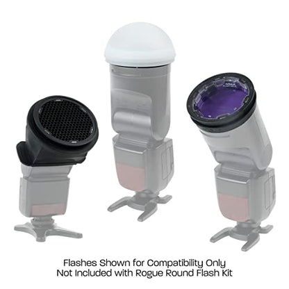 Rogue Magnetic Modifier Flash Kit + Rogue Flash Adapter (Small) | Use these modifiers directly on your round flashes, and on your smaller rectangular flashes with the included Flash Adapter - color: Round Flash Kit + Small Flash Adapter