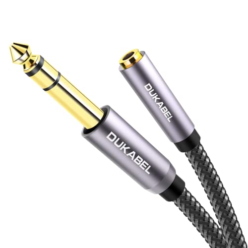 DUKABEL TopSeries Long 6.35mm (1/4 inch) to 3.5mm (1/8 inch) Headphone Jack Adapter -8ft (2.4m) 1/8 Female to 1/4 Male Extension Cable 3.5 to 6.35 for Mixer Guitar Piano Amplifier Speaker and More - size: 240 cm