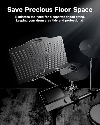 Donner Sheet Music Holder, Adjustable Clamp On Sheet Music Tray for Drummers with Multi-Joint Arm, Space-Saving Percussion Sheet Music Tray for Acoustic Electric Drum, Fits 15-35mm Cymbal Stands