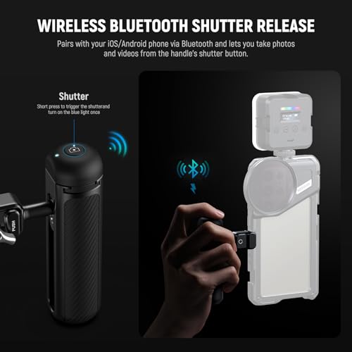 NEEWER PA045E Side Handle with Bluetooth Remote Shutter, Quick Release Clamp, Anti Off Cold Shoe for NEEWER 2nd Gen Phone Cage for 15 Pro/15 Pro Max/S24 Ultra, Silver Lock - style: PA045E