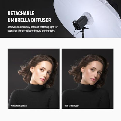 NEEWER 51"/130cm Parabolic Reflective Umbrella Photography with Silver Inner, Soft Lighting with Diffuser Cover, Bag, Quick Fold for Camera Photo Studio Video Light Shooting Monolight Flash, NS2U - color: Silver, size: 51"