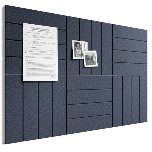 Bumusty Large Cork Board Alternative-36 x 24" Felt Bulletin Board Tiles, with 30 Pushpins, 40 Adhesive Tabs, Bold-Stripe 6-Pack, Cork Boards for Office Push Pin Board Felt Board-Navy Blue - color: Navy Blue, size: Bold-stripe 6-pack