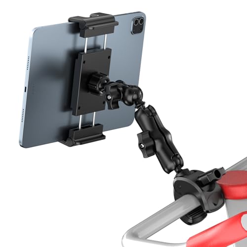 PLDHPRO Tablet Mic Music Holder for iPad Clamp Mount Stand, Microphone Tripod Treadmill Stroller Spin Bike Exercise Handlebar Accessories Compatible iPhone iPad Galaxy Tab 5.5-14.6'' Phones Tablets - size: 2 stage