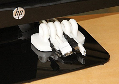 Desktop Cable Organizer, Weighted, No Bad Smell, Bundled with 2 Reusable Cable Ties (White) - color: White