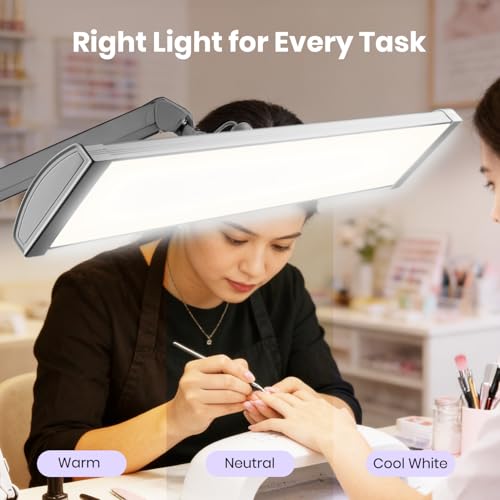 Neatfi 3,500 Lumens LED Desk Lamp – 45W Dimmable Task Light | Adjustable Color Temperature | 3 Light Modes | 540 SMD LEDs | Reading, Craft, Workbench & Office (Silver-2, 26-Inch Wide Shade) - color: Silver-2
