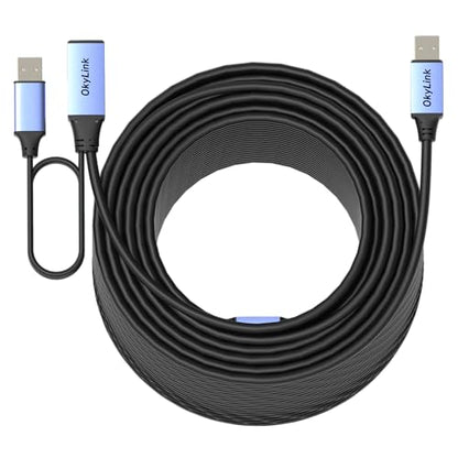 OkyLink Active USB 2.0 Extension Cable A to A, Male to Female 160ft(50M) | 480Mbps Signal booster cord, compatible with printer, mouse, keyboard, scanner, camera - size: 160ft (50m)