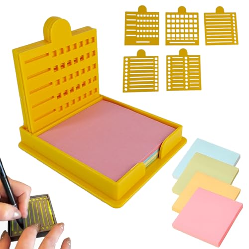 2025 New Sticky Note Stencil, Sticky Note Holder with Five Templates, Suitable for 3x3 Inch Sticky Notes, Perfect for to-Do Lists, Home, Office, Reusable Sticky Notes Dispenser (Yellow 5 Templates) - color: Yellow 5 Templates