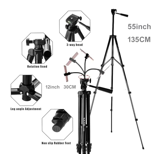 65" Aluminum Phone & Camera Tripod with Gooseneck Stand, Extendable Cell Phone Tripod Stand Compatible with iPhone/Android/Action Camera is Perfect for Live Streaming/Video Recording/Selfies - size: TR65-GS