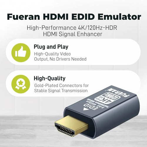 4K 120Hz HDMI 2.1 Dummy Plug – High-Resolution Virtual Display Emulator for PC, VR Headsets & Cryptocurrency Mining EDID Headless Ghost Display Adapter
