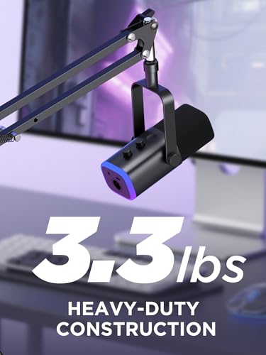 InnoGear Boom Arm Microphone Mic Stand for Blue Yeti HyperX QuadCast SoloCast Snowball Fifine Shure SM7B and Other Mic, Black - color: Black, style: Standard Mic Arm