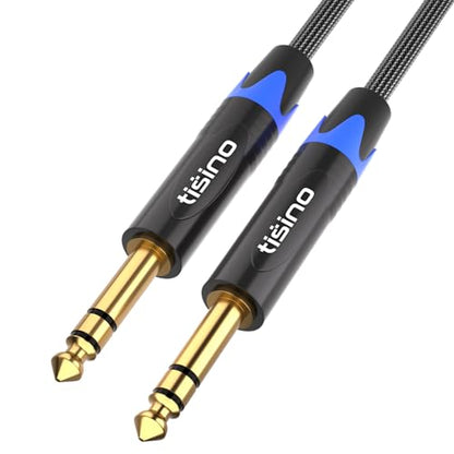 Tisino 1/4 inch TRS Cable, Quarter inch 1/4 TRS Balanced Stereo Audio Cable Male to Male Pro Interconnect Cable Guitar Cable, Nylon Braid - 3 FT - size: 3 feet