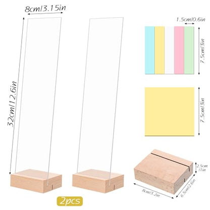 2PCS Monitor Memo Board, Acrylic Monitor Sticky Note Holder for Computer Screen Message Board Holder for Desk Clear Sticky Notes Organizer Portable Desktop Memo Attachment Laptop Office Accessories