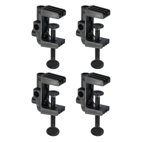 PATIKIL 0.51" Hole Dia. Desk Clamp, 4 Pcs Plastic Adjustable Universal C-Clamp Base for Microphone Mic Arm Table Lamp Gooseneck Mount Holder, Black