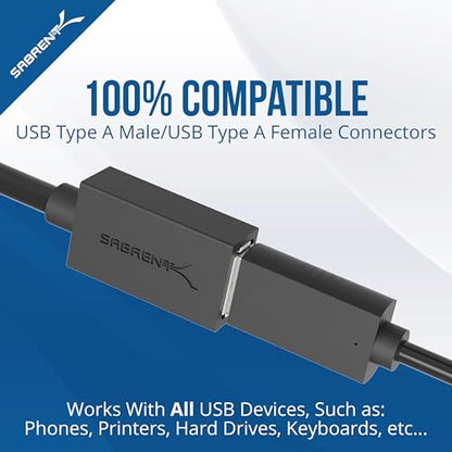 SABRENT 22AWG USB 3.0 Extension Cable A Male to A Female [Black] 3 Feet (CB-3030) - color: BLACK, size: 3 FT