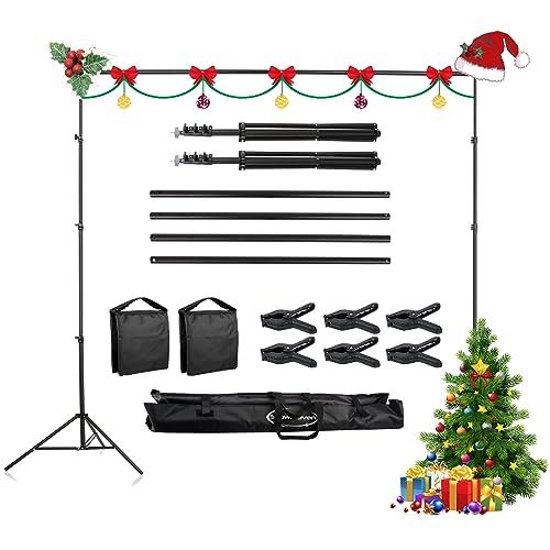 ShowMaven Green Screen Backdrop with Stand, 5x6.5ft Adjustable Photo Backdrop Stand with Flat Base, 4 Clamps and Backdrop for Meeting, Photography, Parties (5x8.5ft) - size: 5x8.5 ft
