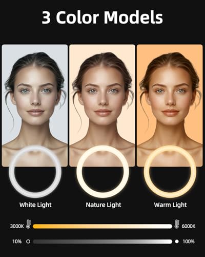 TODI 12" Ring Light with 63" extendable Tripod Stand, Selfie RingLight with Phone Holder and Selfie Remote, 2-in-1 Dimmable LED Ring Light for Makeup, Live Stream, Photography - color: Black