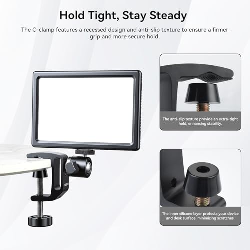 UTEBIT Universal C-Clamp for Desktop Mount Holder, with 1/4" & 3/8" Thread | 3.7"-5.7" Desk C-Clamp Aluminum Support Clamp for Desktop Mount Carts Benches Worktables, Black - size: 3.7-5.7 inch
