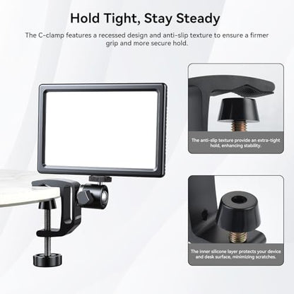 UTEBIT Universal C-Clamp for Desktop Mount Holder, with 1/4" & 3/8" Thread | 3.7"-5.7" Desk C-Clamp Aluminum Support Clamp for Desktop Mount Carts Benches Worktables, Black - size: 3.7-5.7 inch