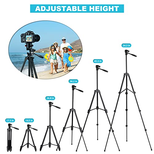 55" Phone Tripod, PHOPIK Aluminum Extendable Tripod Stand with Shutter, Carrying Bag, Compatible with iPhone/Android/Sport Camera&Insta 360 x5 Perfect for Video Recording/Selfies/Live Stream/Vlogging - size: PT204VP