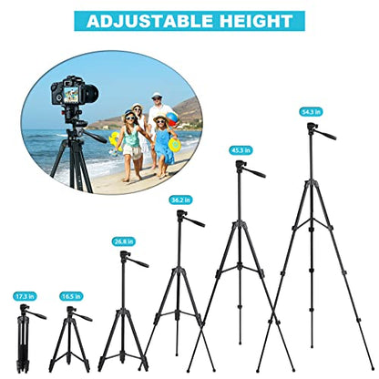55" Phone Tripod, PHOPIK Aluminum Extendable Tripod Stand with Shutter, Carrying Bag, Compatible with iPhone/Android/Sport Camera&Insta 360 x5 Perfect for Video Recording/Selfies/Live Stream/Vlogging - size: PT204VP