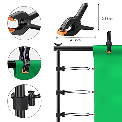 8.5x10ft Background Stand with 6.5x10ft White and Black Chromakey Backdrop Screen, Adjustable Background Holder Support System Kit, Clamp for Photography Video Studio Portrait Product Shooting