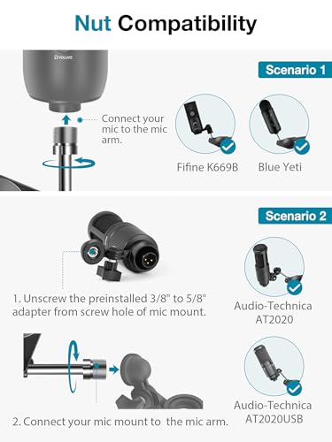 InnoGear Microphone Arm Stand, Heavy Duty Mic Arm Microphone Stand Suspension Scissor Boom Stands with Mic Clip and Cable Ties for Blue Yeti Snowball Hyper X QuadCast SoloCast Fifine Gaming (Medium) - size: Medium