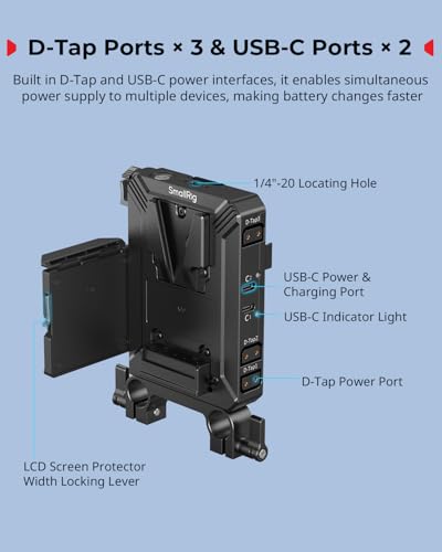 SMALLRIG V-Mount Battery Plate Kit for 15mm LWS Rods, with Dual Rod Clamp, LCD Screen Protector & Cable Clips, D-Tap & USB-C Supply, All-in One Camera Video Rig for Mirrorless/DSLR - style: Plate Kit for 15mm Rod