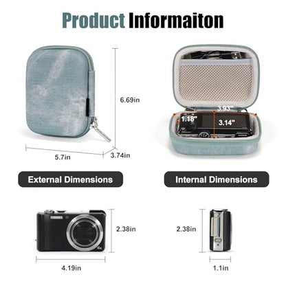 Cwatcun Carrying & Protective Case for Digital Camera, Small Camera Pouch for AbergBest 2.7" LCD Kodak Pixpro/Canon PowerShot ELPH 180/190 / DSCW830 Travel Cameras, Waterproof Shockproof Case，Grey - color: Grey