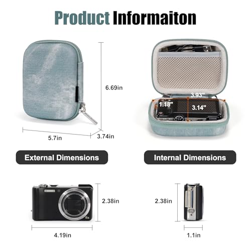 Cwatcun Carrying & Protective Case for Digital Camera, Small Camera Pouch for AbergBest 2.7" LCD Kodak Pixpro/Canon PowerShot ELPH 180/190 / DSCW830 Travel Cameras, Waterproof Shockproof Case，Grey - color: Grey