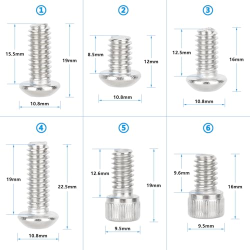 CAMVATE 12 Pieces 1/4"-20 Camera Mounting Screw with Storage Cases | Hex Socket Head & Button Head Cap