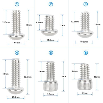 CAMVATE 12 Pieces 1/4"-20 Camera Mounting Screw with Storage Cases | Hex Socket Head & Button Head Cap