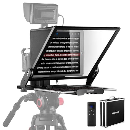 NEEWER Teleprompter X17 II with RT113 Remote/APP Control, 17" HD Beamsplitter All Metal Frame Upgraded Camera Mount QR Plate Compatible with Manfrotto 501PL iPad iPhone, Max Load 44.1Ib, Assembly Free - style: X17 II