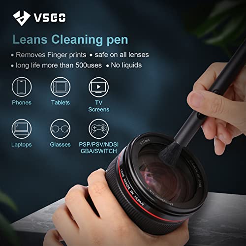 VSGO Professional Camera Cleaning Kit with Portable Bag Air Blower Lens Cleaning Pen Spray Cotton Swab Cloth Compatible with Canon, Nikon, Sony DSLR Cameras and Sensitive Electronics Bundle(VS-A3E)