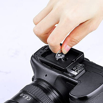 K&F CONCEPT Set of 2 Quick Release Plate Adapter 1/4 Inch Aluminium Tripod Mount for DSRL Camera Ball Head Tripod - color: Black 2 Pack