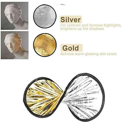 2 in 1 Lighting Reflectors Round Folding Portable 12" 30cm for Photography Reflector Portrait Still Life Fill Light