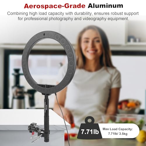 Double Super Clamp Camera Mount with Magic Arm, Aluminum Double Clamp Mount Umbrella Holder for Desk, Studio Light/Boom Stand, Photography Reflector, Cross Bars, Bike/Motor Handlebars (SY004)