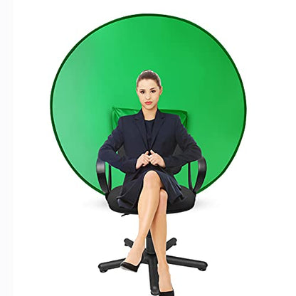 Portable Green Screen Backdrop (56''), Collapsible Webcam Background for Chair, Chroma Key for Home Office Video Conferencing