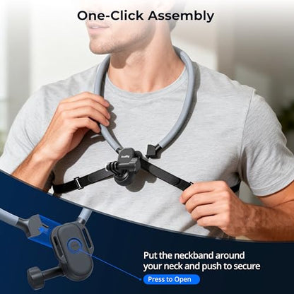 SMALLRIG Neck Mount for Action Camera with Adjustable Chest Strap, 2-Prong Interface Chest Mount for GoPro Hero 13/12/11/10/9, for DJI Osmo 360/Nano/Action 6/5 pro/4/3, for Insta360 Ace Pro 2-5596 - style: for Action Camera