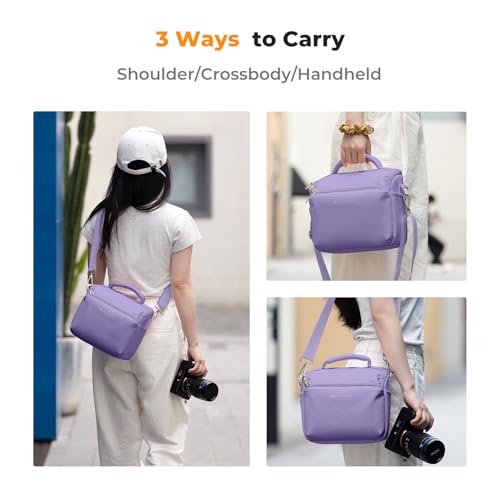 K&F CONCEPT Camera Sling Bag Small Crossbody Camera Case DSLR/SLR/Cute Compact Shoulder Photography Bags for Photographers-Purple - color: 08-Purple