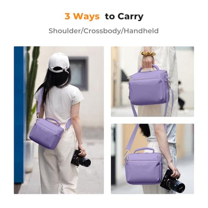 K&F CONCEPT Camera Sling Bag Small Crossbody Camera Case DSLR/SLR/Cute Compact Shoulder Photography Bags for Photographers-Purple - color: 08-Purple