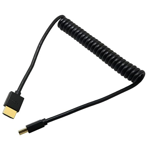 HDMI to HDMI Coiled Cable HDMI to HDMI Adapter Coiled Cable, 4.5mm/0.17inch OD 1.5m Length 4K Coiled Cable, HDMI Extender Cable, Coiled HDMI Extension Cable Cord