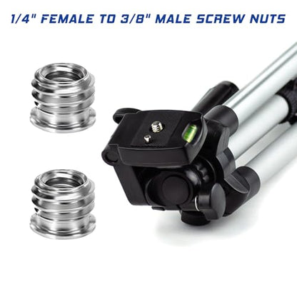 Xthrotsenk Tripod Screw Adapter 6 Pcs Aluminum Threaded Converter 1/4 Male to 3/8 Female and 3/8 Male to 1/4 Female for Tripod Camera Monitor Mic Stand Light Stand (Black)