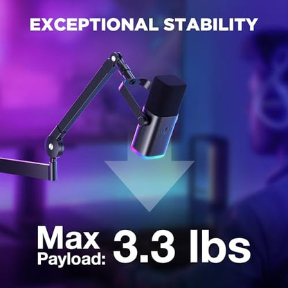 InnoGear Low Profile Mic Arm, 360° Rotatable Microphone Boom Arm Mic Stand for Fifine AM8 K669B Blue Yeti HyperX QuadCast SoloCast AT2020, with Mic Clip 3/8" to 5/8", 3/8" to 1/4" Adapter, Black - color: Black, style: Low-profile A
