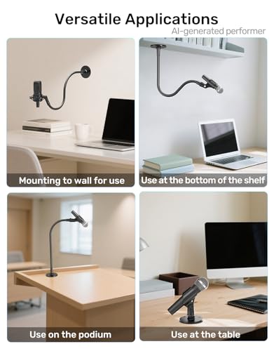 Mic Podium Flange Mounts with Pad, 5/8" Thread Microphone Gooseneck Table Stand, Sturdy Metal Wall Mountable Mic Flange Mount Bracket, Ideal for Podium Mic Stand and Various Settings, Black - size: 1 PC