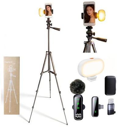 All in One Vlogging Kit for iPhone & Android Phone, Content Creator Kit 60" Tripod