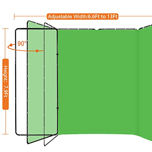 7.87ft x 13.12ft Green Screen Backdrop with Stand, Large Collapsible Green Backdrop with Heavy Duty Stand for Parties, Photography, Video Shooting, Live Streaming, Gaming